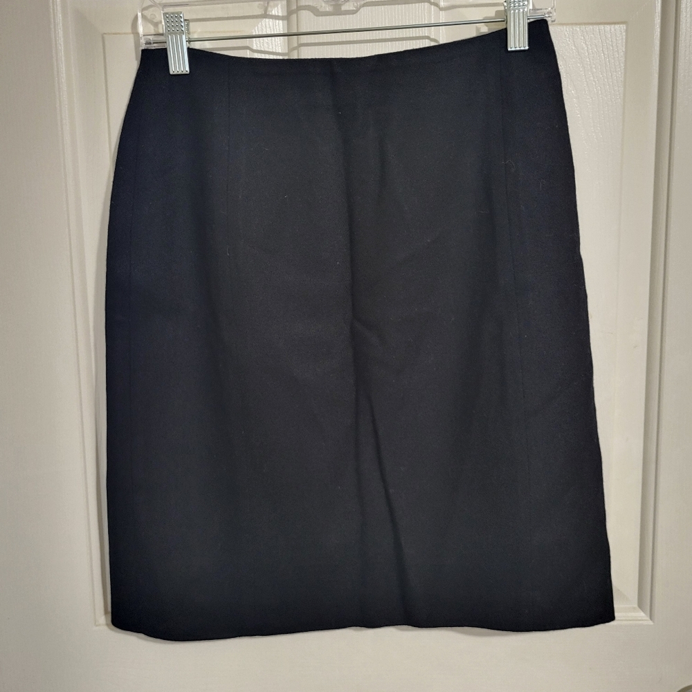 VIP Elegant Black Pencil Skirt 100% Wool Made In USA
